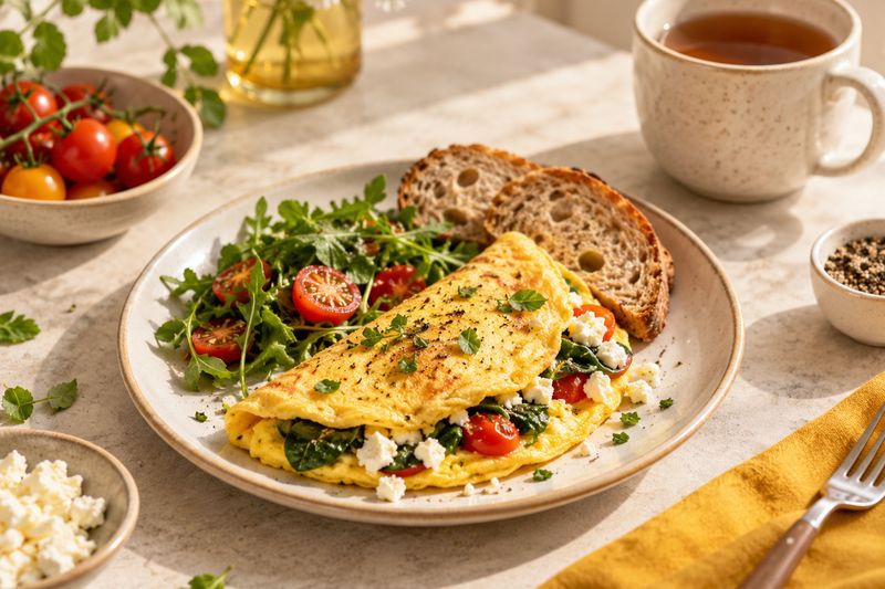 Nonushta: sabzavotli omlet, yashil salat, non va choy