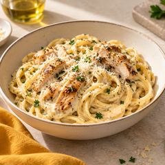Qaymoqli sousdagi tovuqli pasta